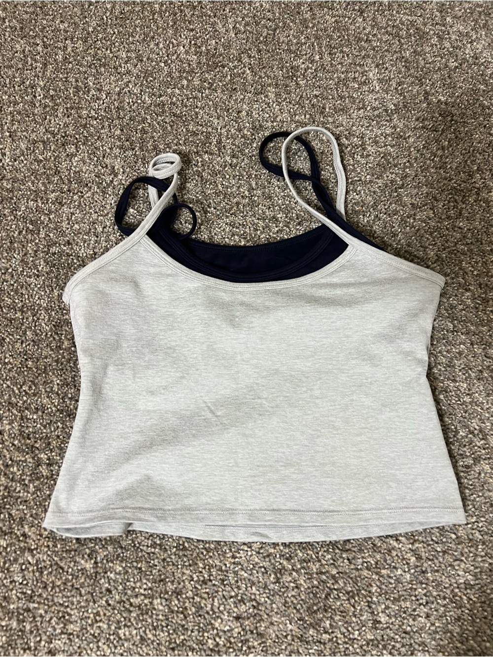 SET Active Light Gray Crop Tank & Shorts - Picture 4 of 7